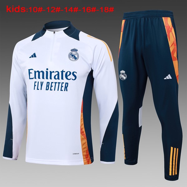 Niños Sudadera De Training Real Madrid 2024/2025 Blanco Azul 3